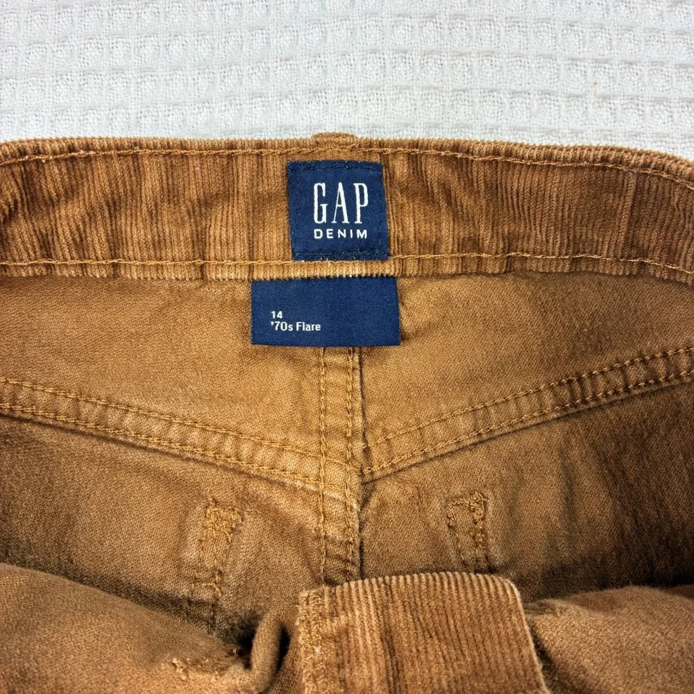 Gap Kids Brown Corduroy '70s Flare Pants Size 14 Stretch Front Patch Pockets